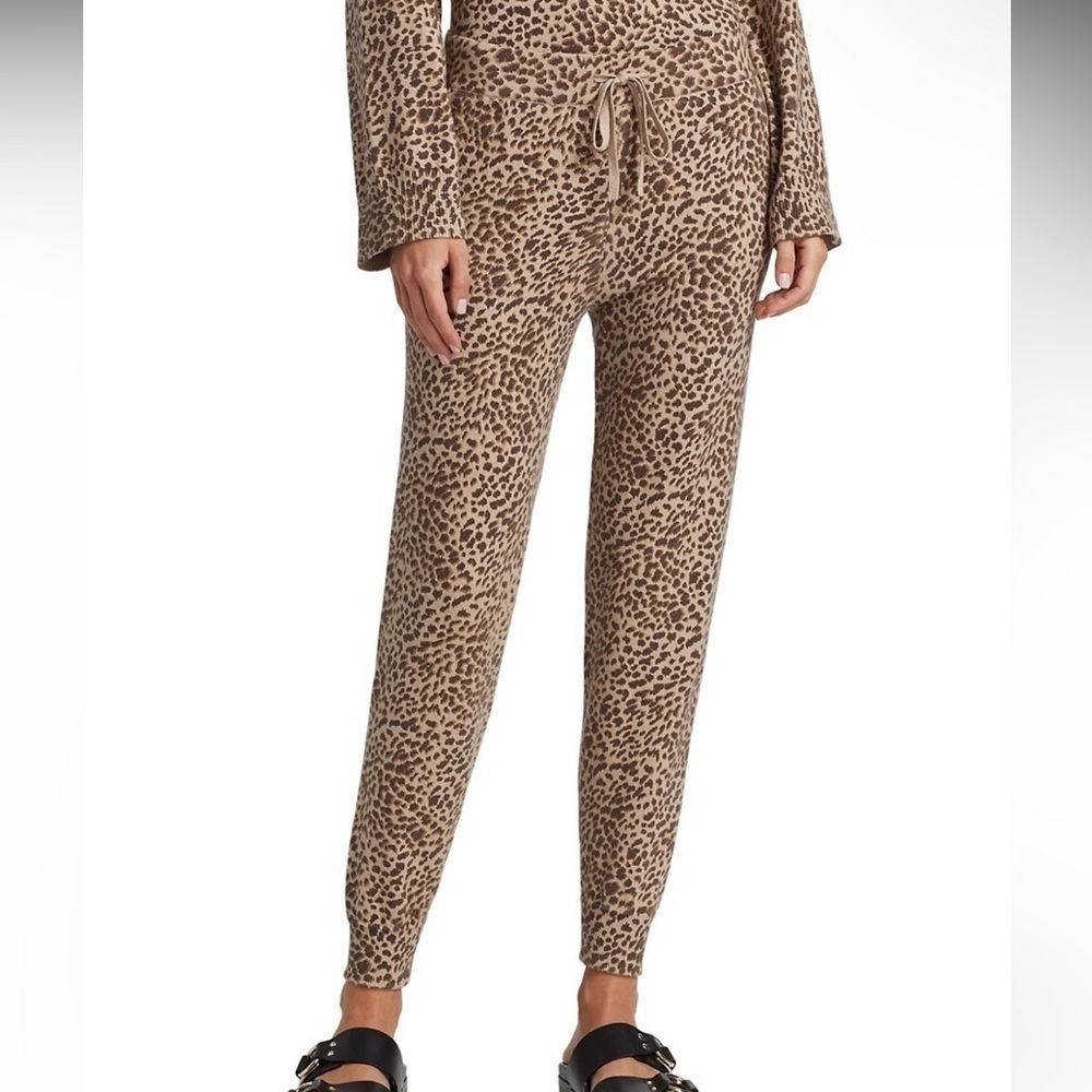 Leopard Print Drawstring Jogger Pants - Brown